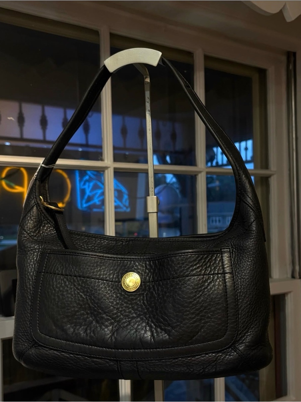 Coach Vintage Black Pebbled Leather Ergo Hobo Shoulder Bag 🖤